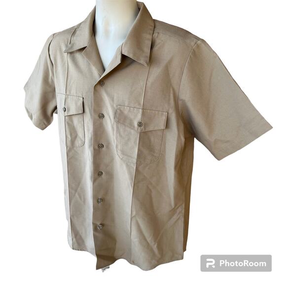 US Navy Authentic SU Service Uniform Button Front Shirt Mens L Officer Enlisted - Picture 2 of 9